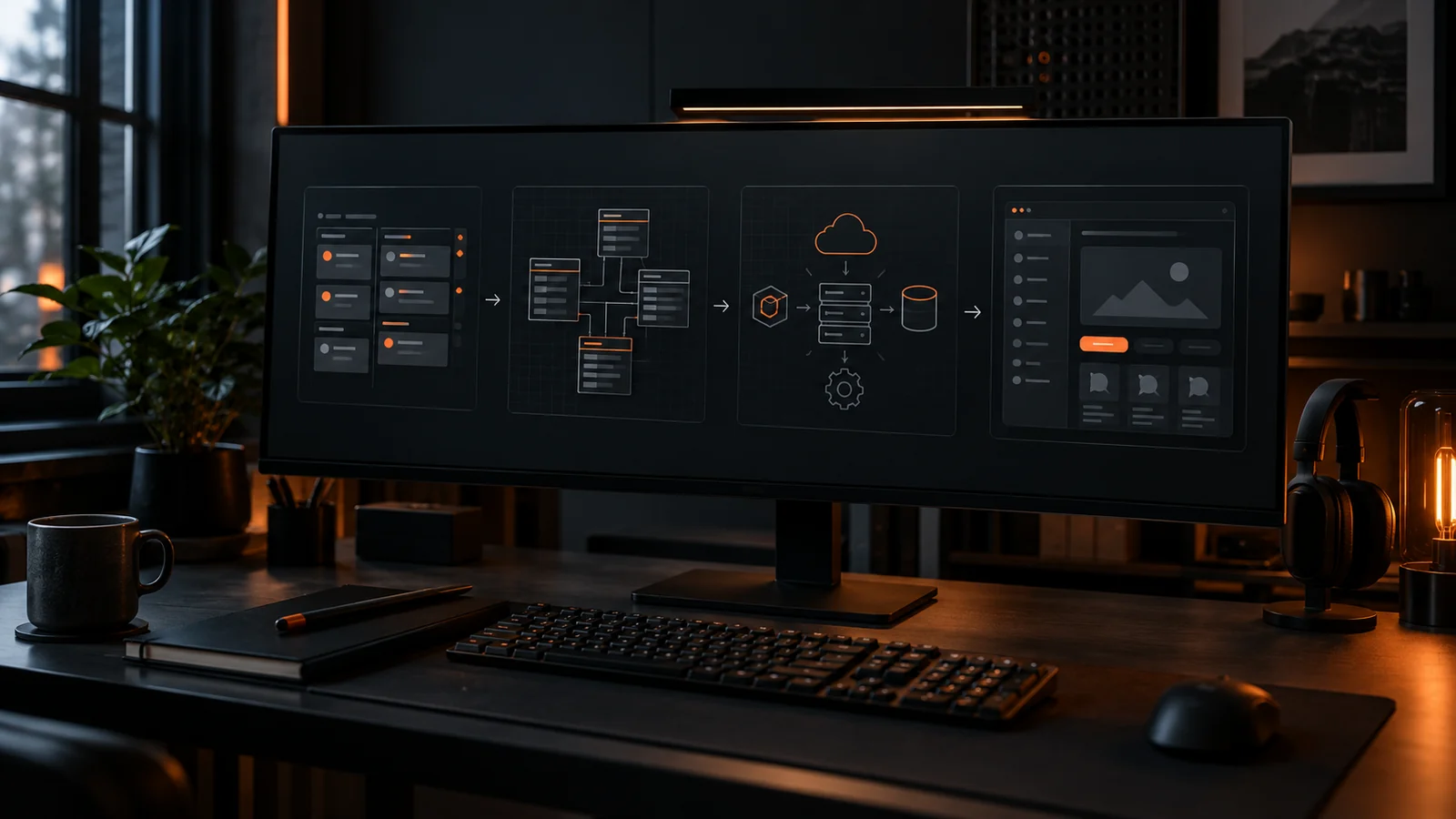Custom web application being planned and developed from initial workflow to production