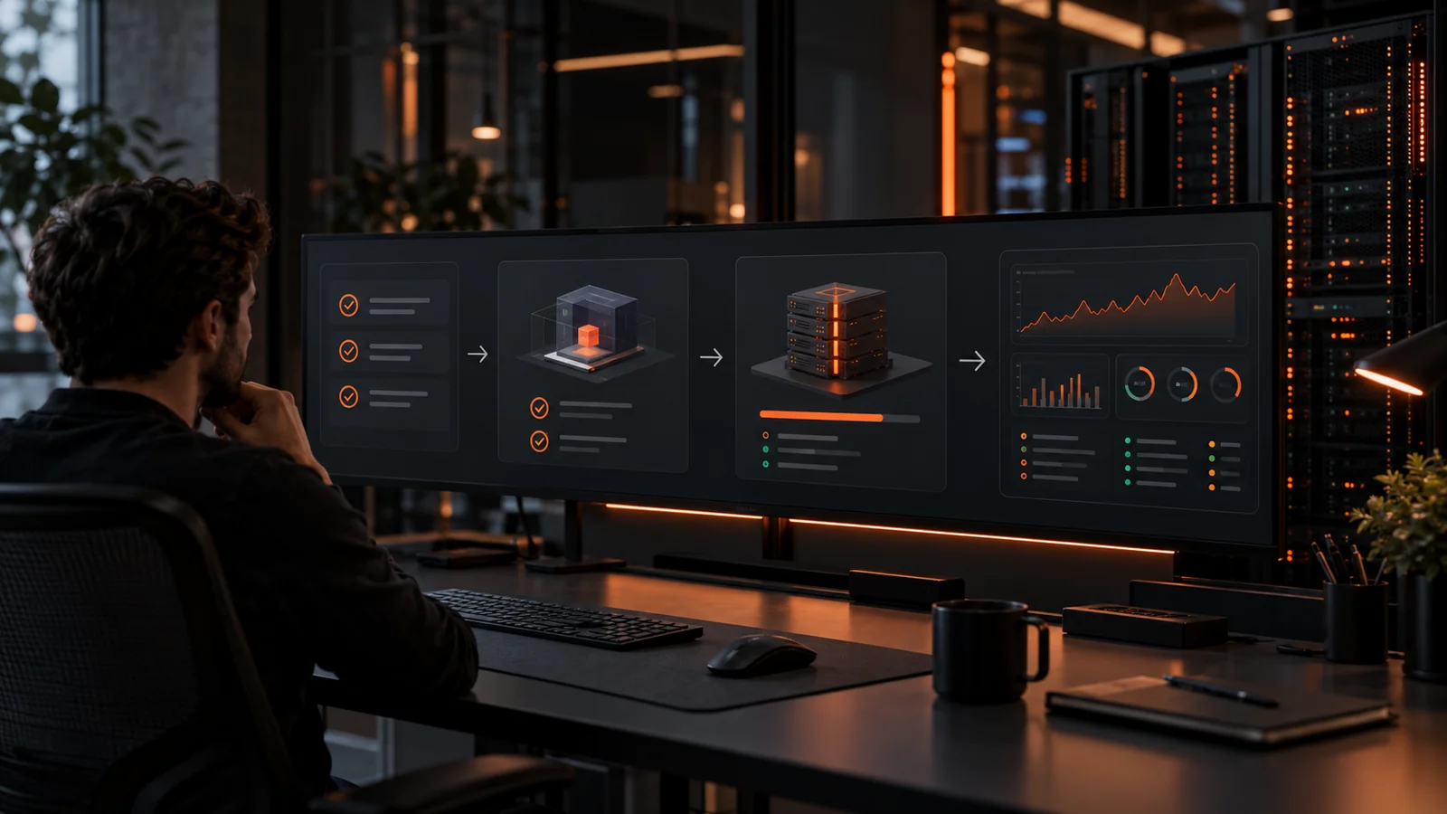 Laravel web application being deployed and monitored in a production environment