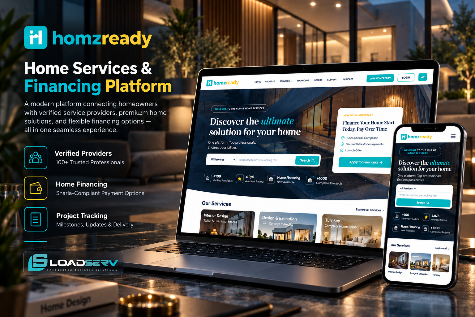 Homzready website showcased on desktop and mobile