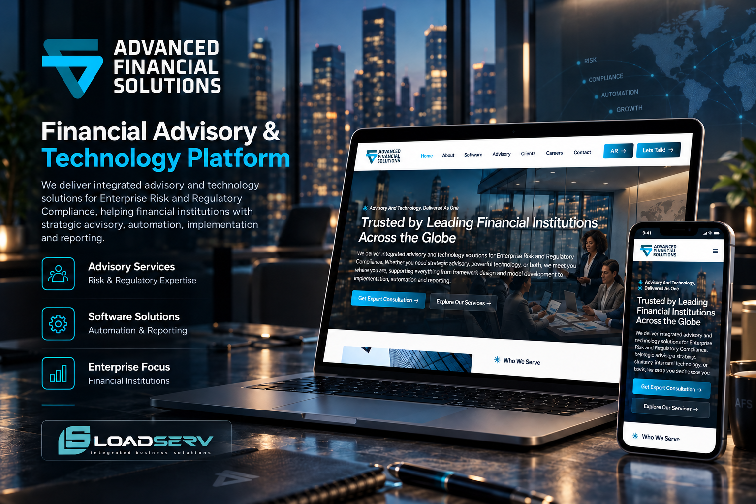 MDS AFS — Advanced Financial Solutions website showcased on desktop and mobile