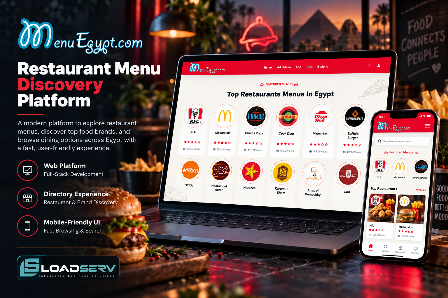 Menu Egypt website showcased on desktop and mobile